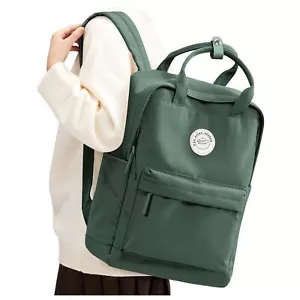 Olive Green School Backpack Laptop Compartment Waterproof Travel Bookbag Teens - Picture 1 of 9