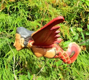 More details for hand carved made wooden flying mermaid fantasy sculpture ornament statue mobile