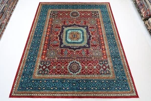 8x10 ft Mamluk Red Area Rug Afghan Hand Knotted veg dyes Wool Bedroom Rug - Picture 1 of 15