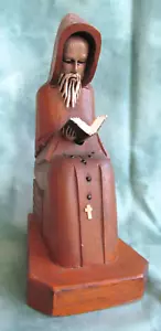 Vintage Carved Wooden Monk Reading a Book Made in Mexico - Picture 1 of 5