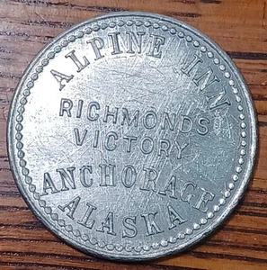 Alaska token - Alpine Inn $1.00 aluminum, Anchorage AK 30mm JRT 253 - Picture 1 of 2