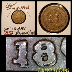 VERY RARE "FS-2301 RPD" 1864 "L" ON RIBBON INDIAN HEAD CENT ERROR VARIETY! - Picture 1 of 7