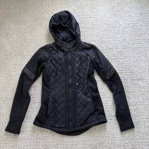 Athleta Rock Springs Full Zip Jacket Small Black Puffer Quilted Hoodie Hiking - Bild 1 von 17