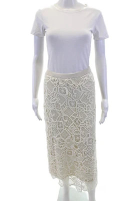 Falda forrada de encaje con cintura elástica texturizada blanca talla 14 ALC para mujer Foto 1 de 4