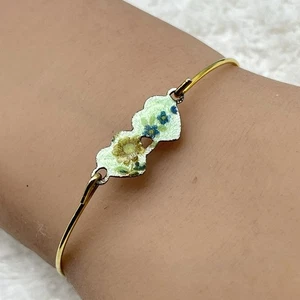 Vintage Guilloche Emaille Doppel Herz Draht Armband passt 6,25" Handgelenk - Bild 1 von 5