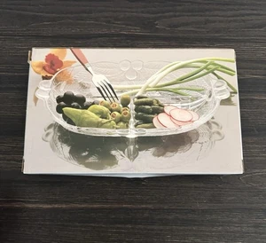 Home schöne Kristall üppige Kirschen 3-Abschnitte Relish Schüssel Schale 12 "x 7" - Bild 1 von 6