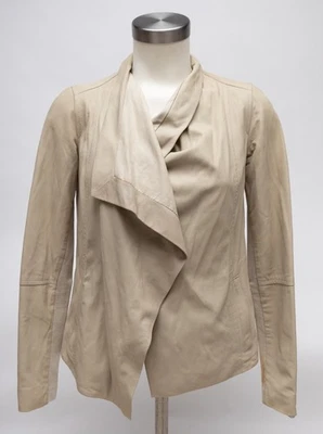 Chaqueta de Moto Mujer Rara VINCE Cuero Tostado Papel Cortina Fina Talla XXS XX-Pequeña Foto 1 de 4