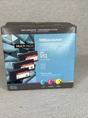 Cartucho de tinta Office Depot HP 951 color amarillo cian magenta paquete de 3 nuevo sellado Foto 1 de 4