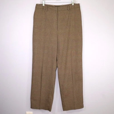 Pantalones de vestir Eddie Bauer para mujer 16 beige marrón Glen a cuadros pierna cónica carrera Foto 1 de 4