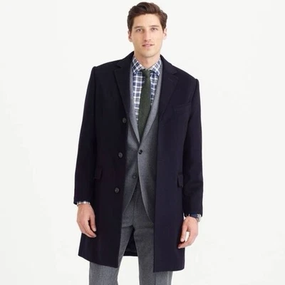 J Crew Ludlow Wool Cashmere Overcoat 44R Navy Lined 3 Button Luxury Topcoat - Image 1 of 4