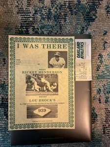 Rickey Henderson Stolen Base Record Ticket Stub & Zertifikat - Bild 1 von 8