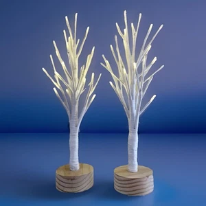 Birch Trees 20” Battery Operated Set of 2 White Light Weddings Holidays Party - Picture 1 of 6