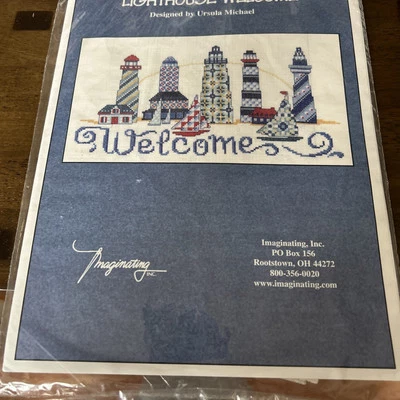 Imaginating LIGHTHOUSE WELCOME  Counted Cross Stitch Pattern Nautical NEW - Image 1 of 4