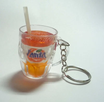 FANTA ORANGE Glass Mug Handle Limited Edition KEYCHAIN Keyring Novelty Coca-Cola - Image 1 of 4