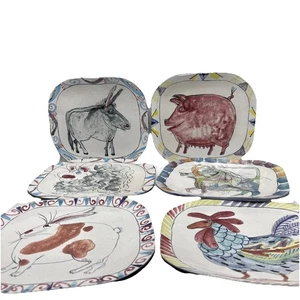 Placas de animales caricatura mayólica pintadas con diamantes Suki (10 cantidades) FIRMADAS 10" - Imagen 1 de 14