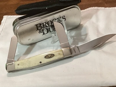 Case Brooks & Dunn Large stockman 6375 Knife white bone, 2009, unused in tin - Image 1 of 4