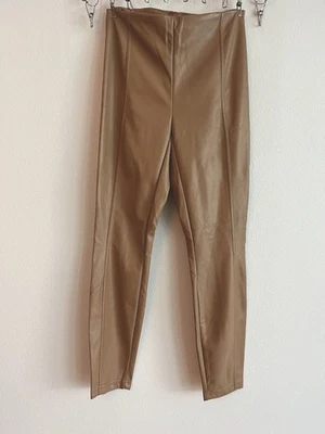 Nicole Miller Leggings Rich Camel Faux Leather Pull On Stretch Size XS - NWT - Image 1 of 4
