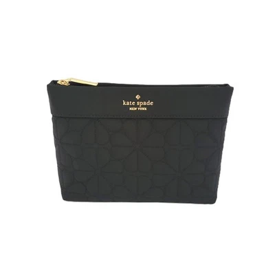 Kate Spade KK254 Pala Flor Acolchado Estuche Cosmético Bolso de Maquillaje Negro Foto 1 de 4