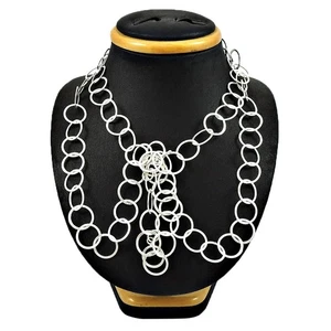 Handmade Indian Jewelry 925 Solid Sterling Silver Cluster Necklace U7 - Picture 1 of 7