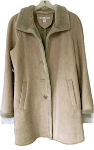 Larry Levine Beige/Tan Faux Suede Fully Lined Coat Size S PRICE REDUCED - Picture 1 of 5