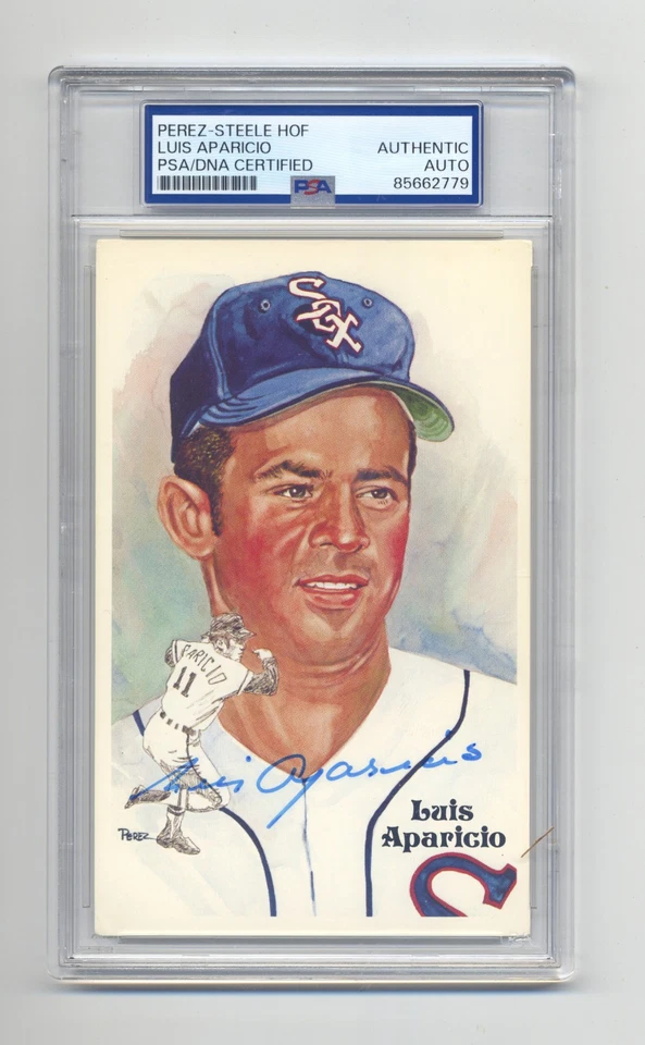 LUIS APARICIO  PSA/DNA SIGNED  PEREZ STEELE POST CARD - Nice! - Image 1 of 1