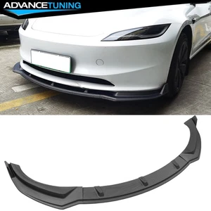 Fits 24-25 Tesla Model 3 Front Bumper Lip Spoiler 3PCS Matte Carbon Fiber Print - Picture 1 of 8