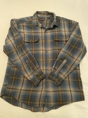 Wolverine Franela con botones a cuadros XL marrón/azul para hombre Foto 1 de 4