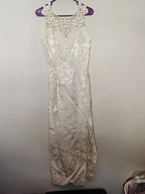 Romántico Marfil Floral Vestido Largo Abertura Encaje Top Scott Mcclintock Talla 6 Foto 1 de 4