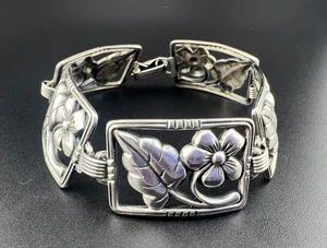 VINTAGE DANECRAFT STERLING SILVER 925 FLORAL FLOWER MOTIF BRACELET 7" - Picture 1 of 3