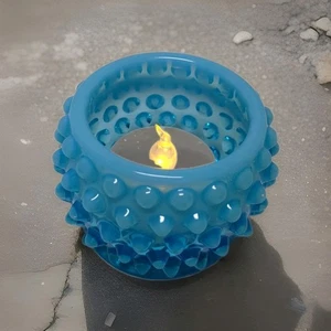 Vintage Fenton Blue Opalescent Hobnail Small Bowl Votive Holder - Picture 1 of 4