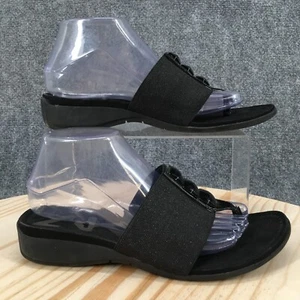 Anne Klein Sandals Womens 9 M Open Toe Flip Flop Flats Black Elastic Slip On - Picture 1 of 16