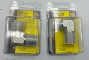 APACHE 39007125 1/2" Male JIC x 1/2" Male Pipe 90° Hydraulic Adapter LOT OF 2 - Picture 1 of 2