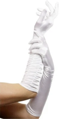 Sexy Guantes de Noche Smiffy's Temptress Blancos 18 Pulgadas Hasta el Codo Reunidos Satén Foto 1 de 3