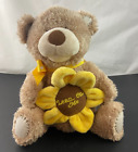 Cuddle Barn Lean on Me Signing & Dancing Plush 10" Tan Teddy Bear Yellow Flower