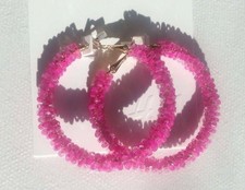 H&M Pink Crystal Hoop Earrings Brand New in Packaging NWT