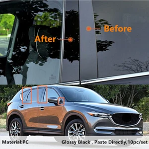 Decal Cover Fit For Mazda CX-5 CX5 2017-2022 Black B Pillar Posts 10pc Door Trim - Imagen 1 de 7
