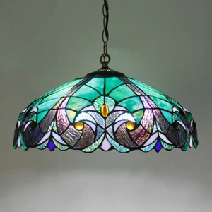 Tiffany Pendant Light Fixture Hanging Lamp Stained Glass Chandelier Ceiling Lamp - Picture 1 of 6