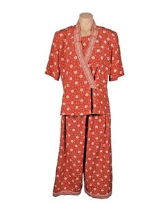 Country Suburbans Red/white floral women size 8 3pc Set Jacket Top Pants - Picture 1 of 18