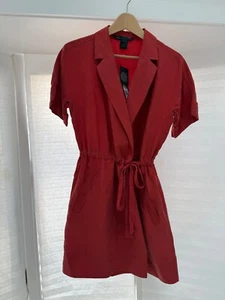 NEW Marc Jacobs red silk short sleeve tie waist wrap dress tunic Small orig $328 - Picture 1 of 4