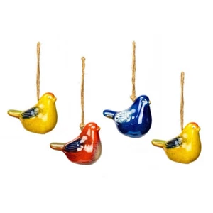 4x Garden Hanging Jute 11cm Ceramic Bird Outdoor Ornament Yard/Patio Decor Asst - Picture 1 of 3