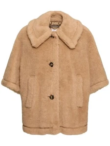 MAX MARA Tenebre 4 $1980 Albino Teddy Fabric Cape New And Authentic - Picture 1 of 3