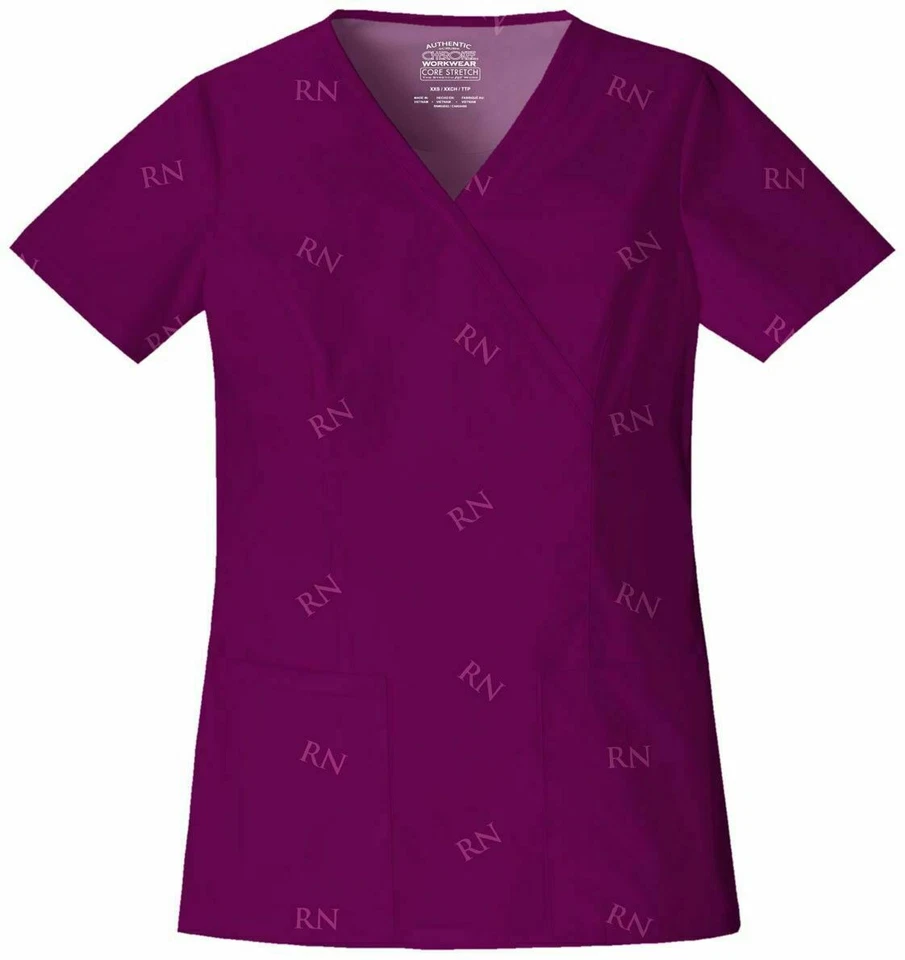 Scrub Cherokee WW Core Stretch Women's RN ID Top 4731 Wine Size XS - Image 1 of 1