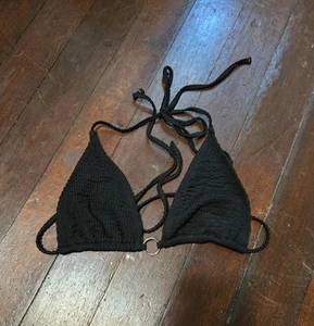 Women's black silver ring bikini swim top - Picture 1 of 5