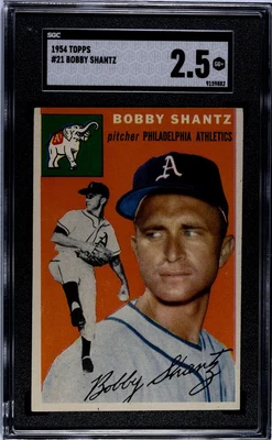 1954 Topps Baseball #21 Bobby Shantz Philadelphia Athletics SGC 2.5 GD+ - Image 1 of 2