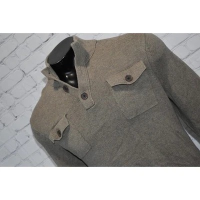 Suéter Banana Republic Henley Para Hombres Talla Grande Pullover Algodón Tostado Bolsillos Frontales Foto 1 de 4