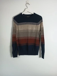 Banana Republic Sweater 100% Merino Wool Men’s Sz S Navy Striped Lightweight - Picture 1 of 9