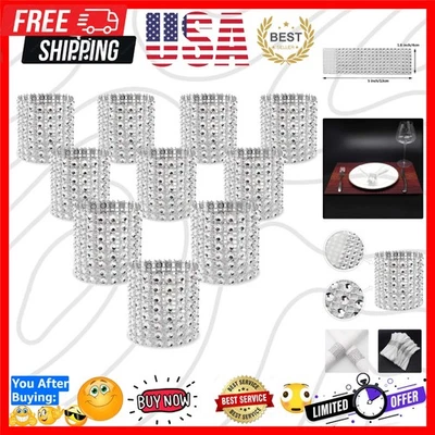 Modernos anillos de servilleta de diamantes de imitación de plata - 120 unidades para ajustes de mesa glamorosos Foto 1 de 4