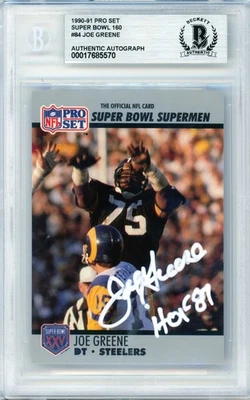 1990-91 Pro Set Super Bowl 160 #84 Joe Greene Steelers BGS Autograph - Image 1 of 2