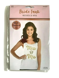 amscan bride tank top miss to mrs white nylon gold glitter adult standard size - Picture 1 of 10