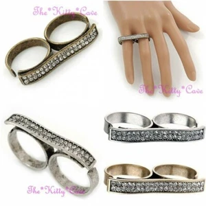 Inhabituel Souteneur Bandit Rappeur Punk 2-Doigts, Swarovski Glace Cristal Bague - Imagen 1 de 21